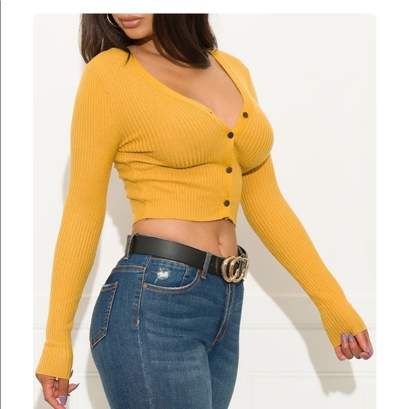 Mustard fall cozy sweater top - Picture 3 of 3